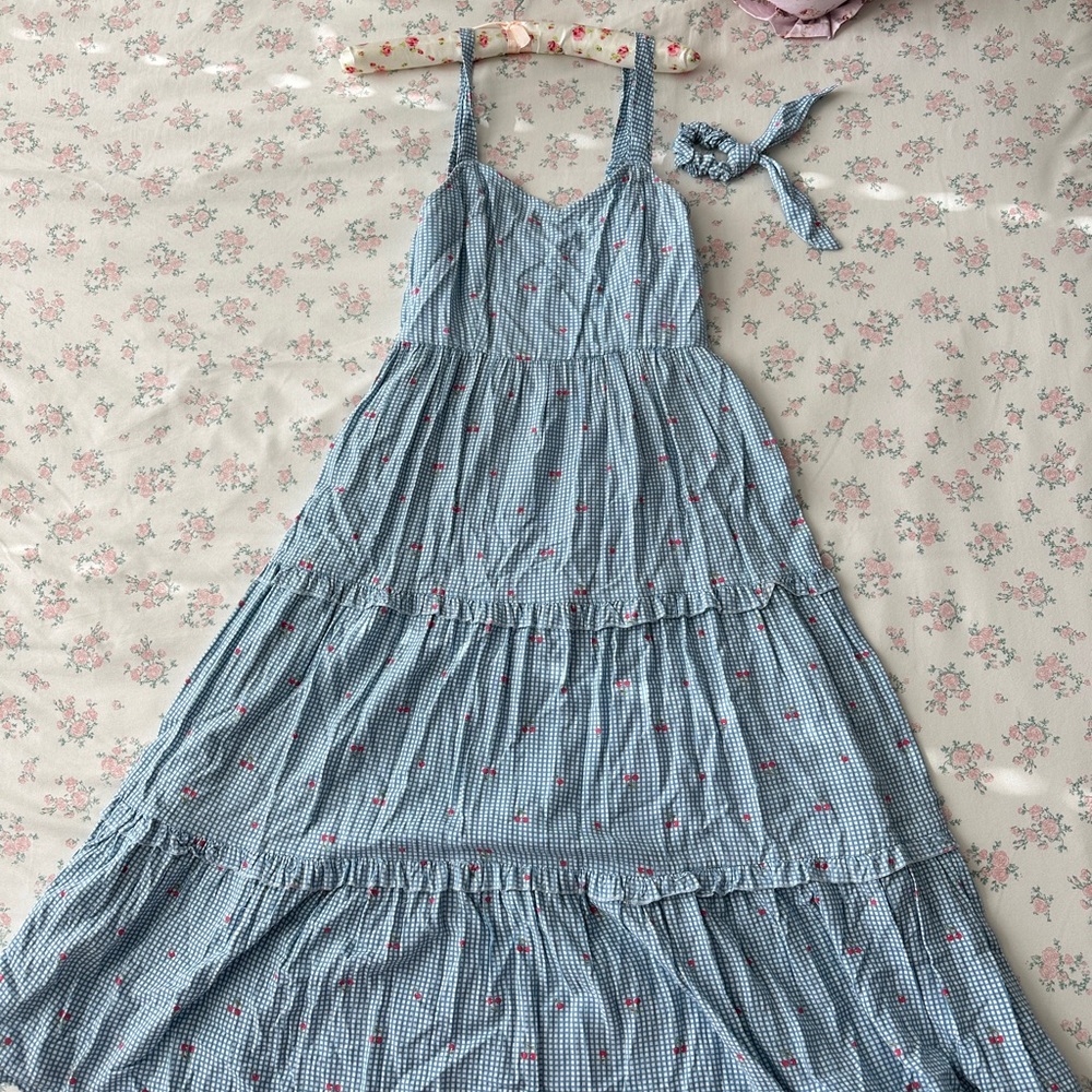 Blue Cherry print  Women's Dress